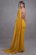 Mukaish Mustard Yellow- Multicolor Resham Dabka-Sequin-Beads & Kamdani Hand Embroidered Saree