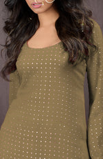 Olive - Gold Embellished Sharara Set