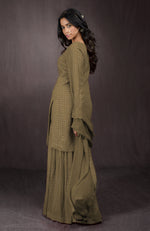Olive - Gold Embellished Sharara Set