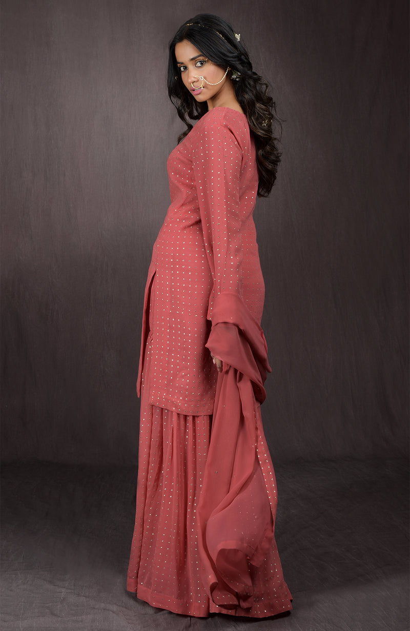 Desert Rose - Gold Embellished Sharara Set
