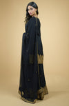 Black - Gold Tilla Aari Embroidered Sharara Set