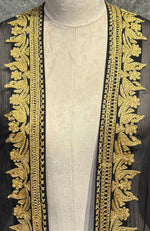 Black - Gold Tilla Aari Embroidered Dupatta