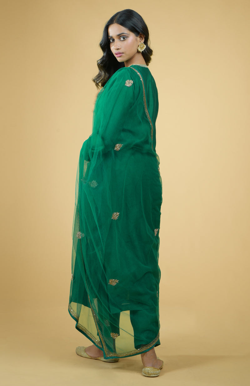 Emerald Zardozi Hand Embroidered Kurta Set