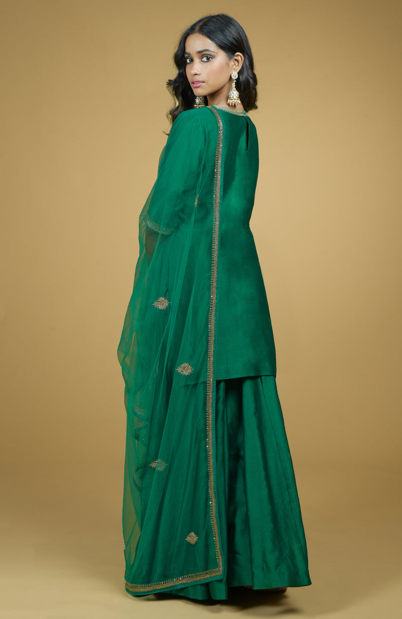 Emerald Zardozi Hand Embroidered Kurta Set