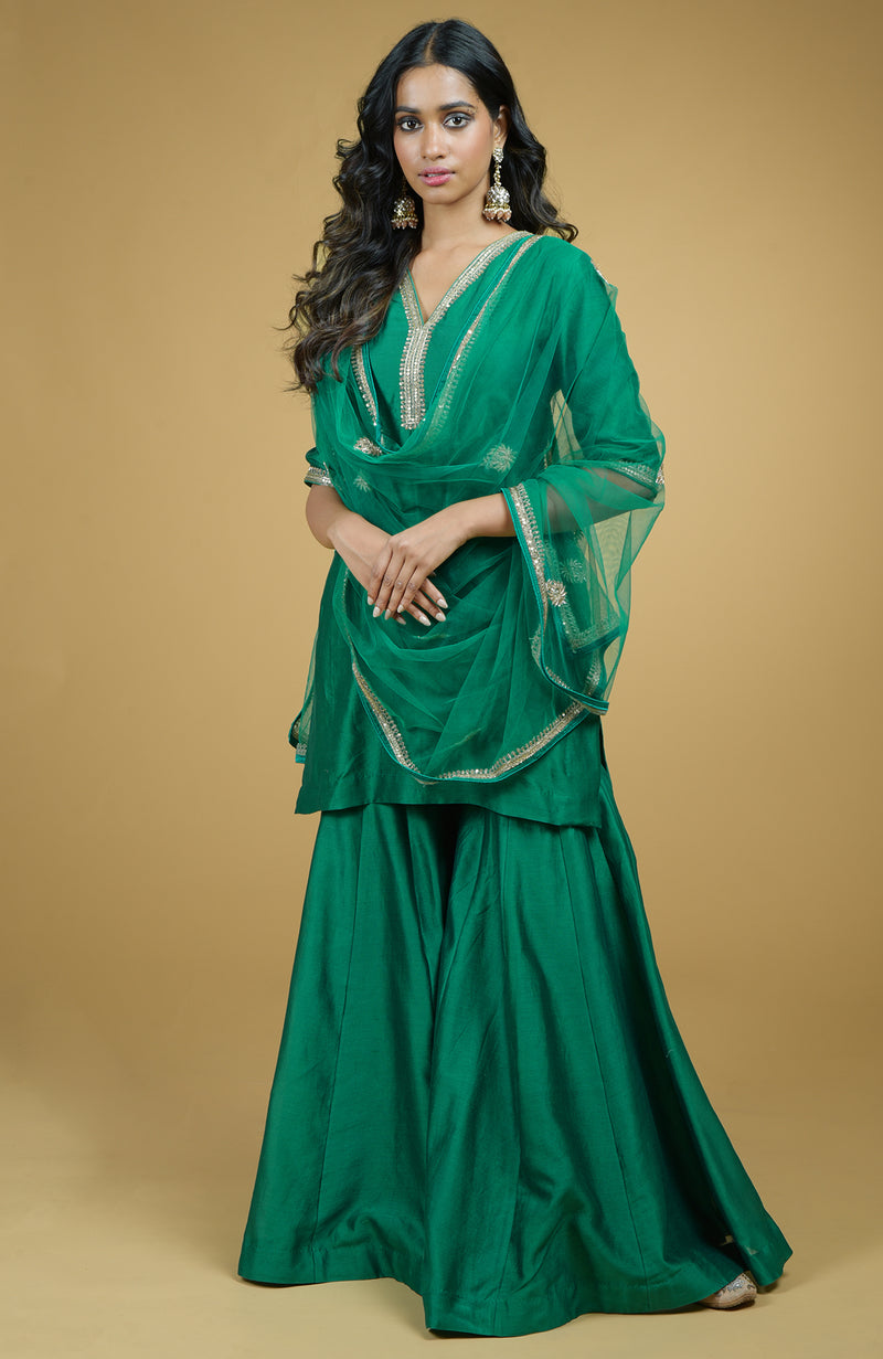 Emerald Zardozi Hand Embroidered Kurta Set