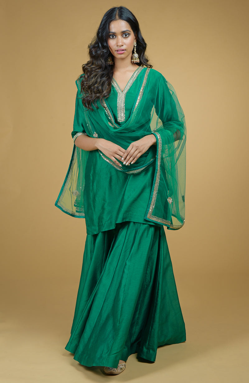 Emerald Zardozi Hand Embroidered Kurta Set