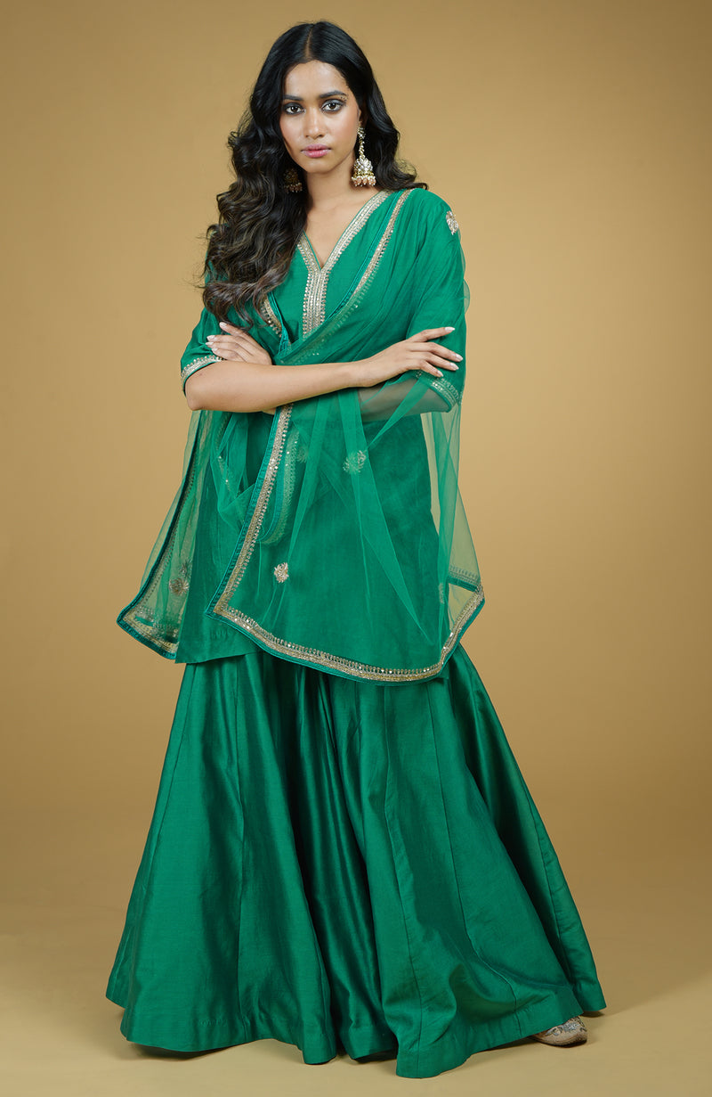 Emerald Zardozi Hand Embroidered Kurta Set