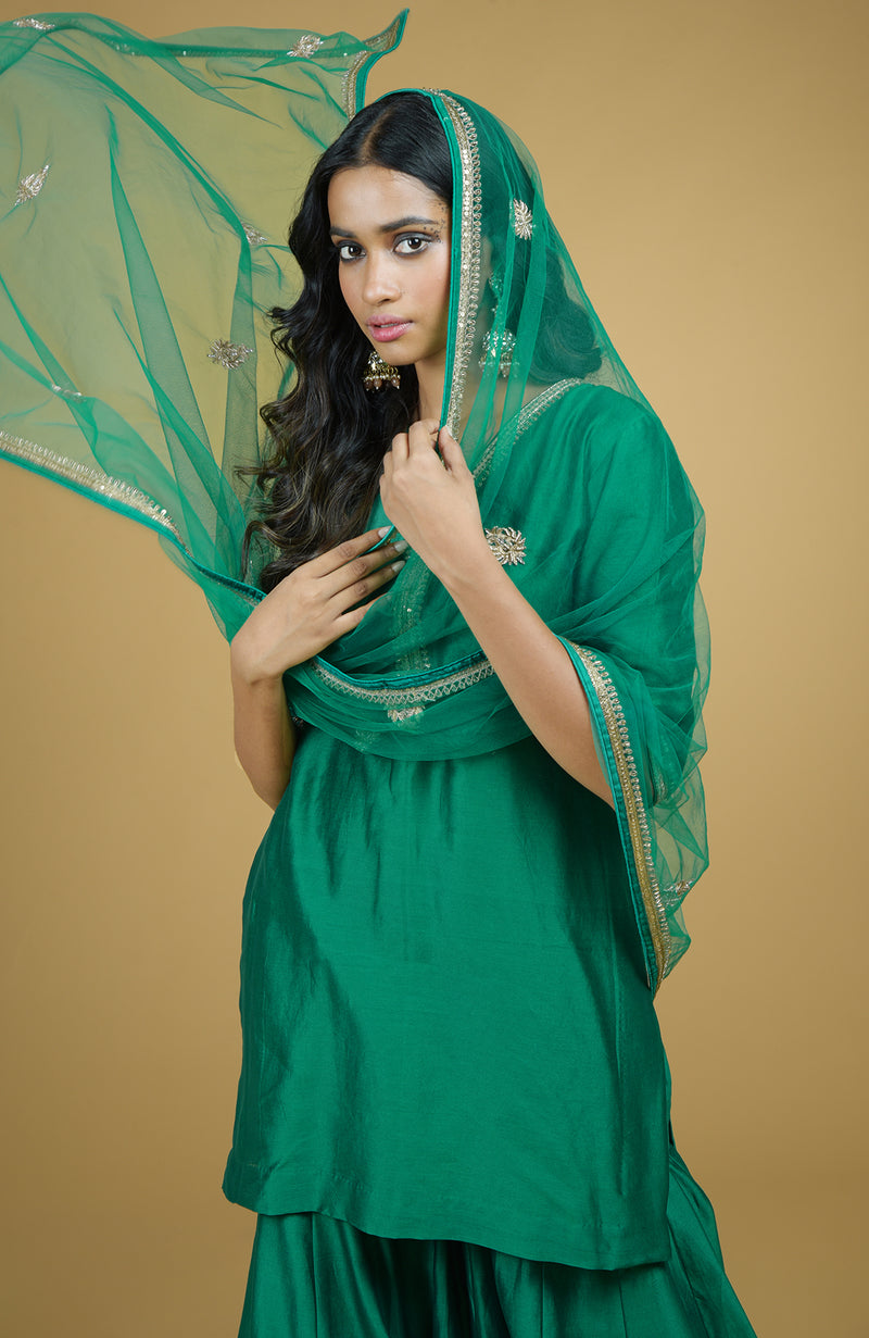Emerald Zardozi Hand Embroidered Kurta Set