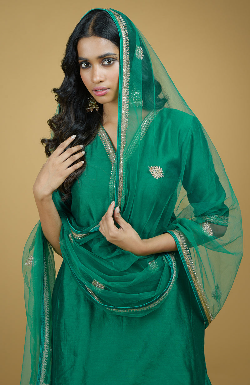 Emerald Zardozi Hand Embroidered Kurta Set
