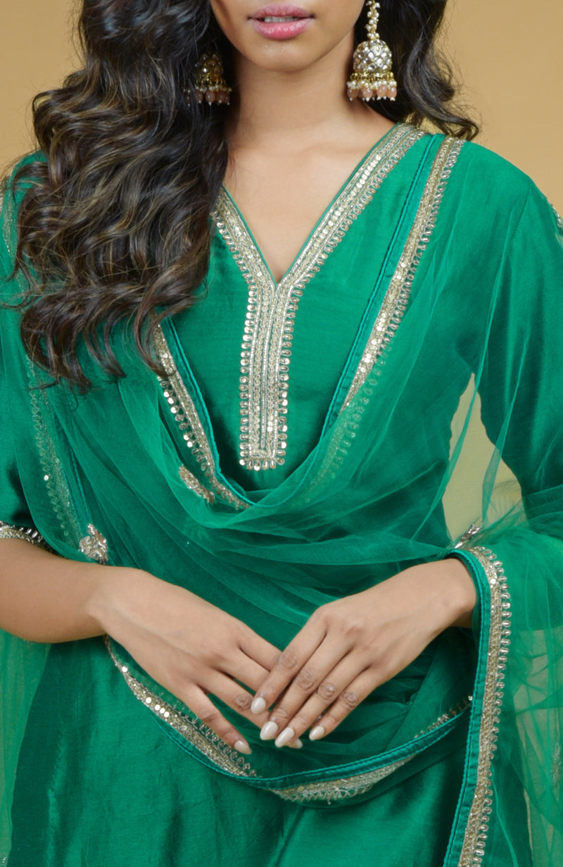 Emerald Zardozi Hand Embroidered Kurta Set