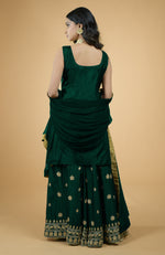 Emerald Green Zardozi Dabka Hand Embroidered Sharara Set