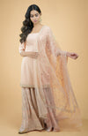 Nude Pink Chikankari & Zardozi Hand Embroidered Sharara Set