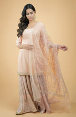 Nude Pink Chikankari & Zardozi Hand Embroidered Sharara Set