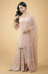 Nude Pink Chikankari & Zardozi Hand Embroidered Sharara Set