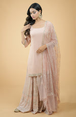 Nude Pink Chikankari & Zardozi Hand Embroidered Sharara Set