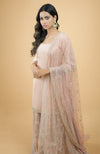 Nude Pink Chikankari & Zardozi Hand Embroidered Sharara Set