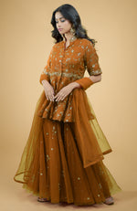Scarlet Red Beads Zardozi Hand Embroidered Sharara Set