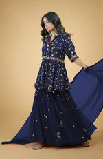 Marsala Beads Zardozi Hand Embroidered Sharara Set