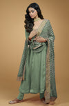 Coral Orange Leheriya-Tilla Embroidered Dupatta With Anarkali Set