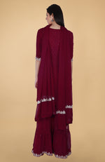 Burgundy Tilla And Mukaish Embroidered Gharara Suit