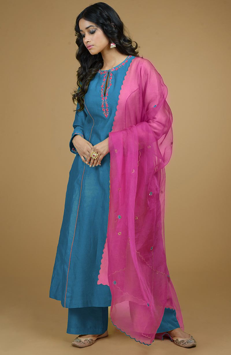 Buy Magenta & Orange Yoke Design Semi-stitched Dress Material 12528652  Online in India - Etsy
