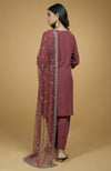 Marsala Cutbead Zardozi Dupatta With Mukaish Kurta Set
