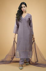 Marsala Cutbead Zardozi Dupatta With Mukaish Kurta Set