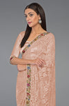 Pearl Blush Parsi Gara Embroidered French Chantilly Lace Saree