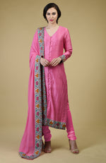 Carnation Pink Kashmiri Kashidakari Hand Embroidered Suit