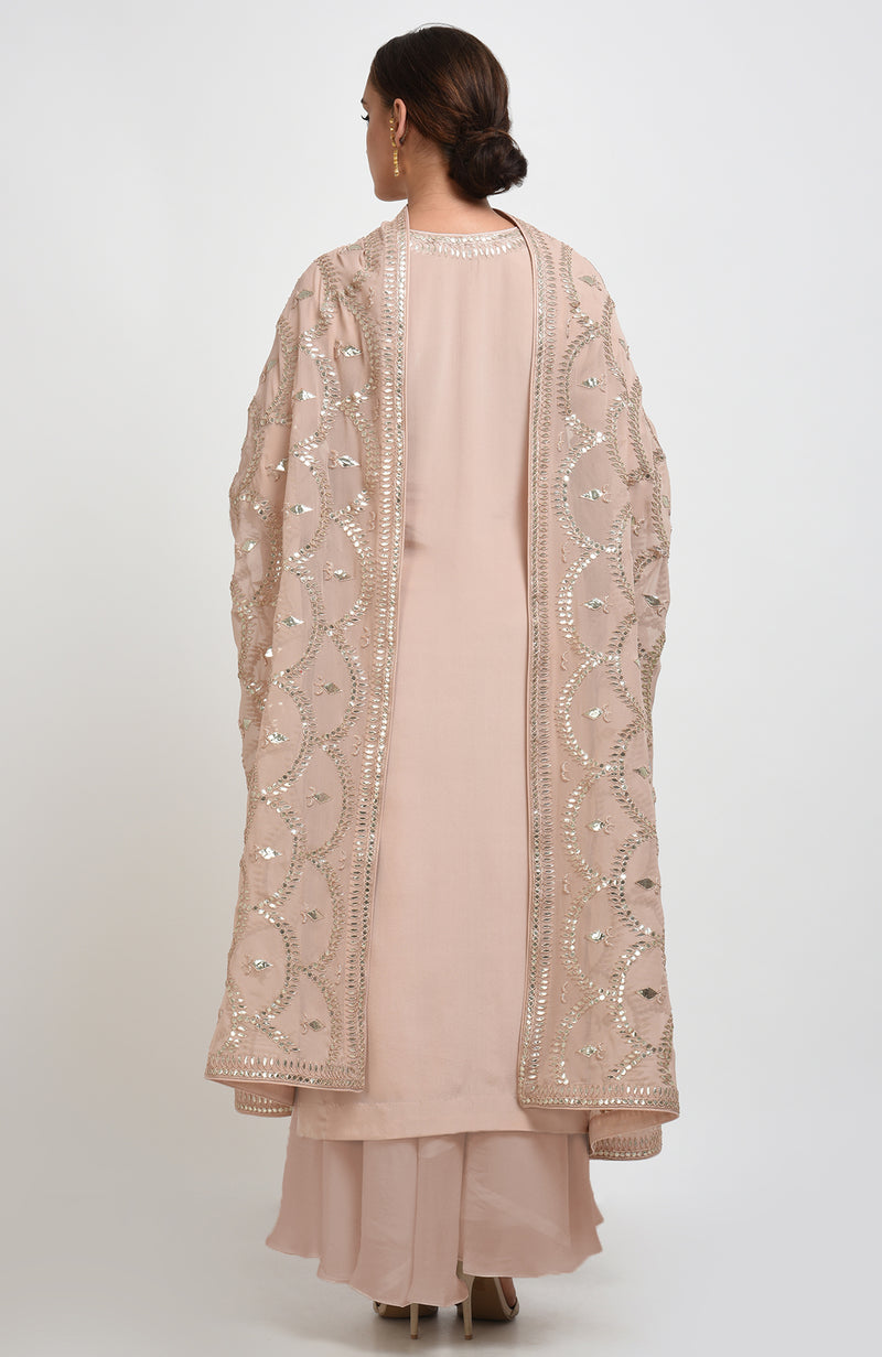 Oyster Pink Hand Embroidered Gota Patti Work Dupatta