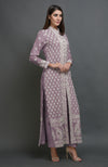 Elderberry Chikankari Embroidered Jacket Suit