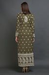 Martini Olive Chikankari Embroidered Jacket Suit