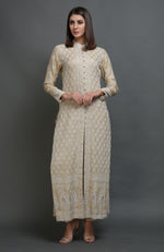 Elderberry Chikankari Embroidered Jacket Suit