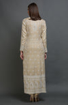 Champagne Beige Chikankari Embroidered Jacket Suit