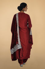 Burgundy Kashmiri Tilla Aari Embroidered Kurta Set