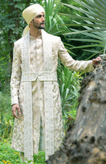 How do I love thee Ivory-Beige Embroidered Sherwani Set