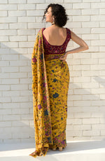 Masterpiece Calendula Floral Parsi Gara Hand Embroidered Saree