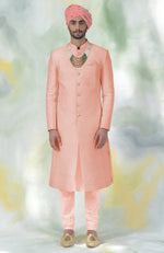Blush Micro-Quilted Silk Sherwani