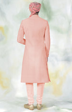 Blush Micro-Quilted Silk Sherwani