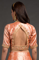 Orange Benarasi Weave Zardozi Embroidered Blouse