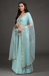 Aqua Haze Benarasi Weave Zardozi Embroidered Lehenga Set