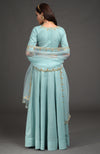 Aqua Haze Benarasi Weave Zardozi Embroidered Lehenga Set