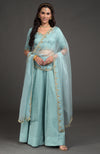 Aqua Haze Benarasi Weave Zardozi Embroidered Lehenga Set