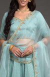 Aqua Haze Benarasi Weave Zardozi Embroidered Lehenga Set