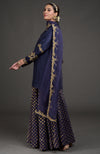 Eclipse Blue Benares Weave Zardozi Embroidered Lehenga Set