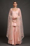 Nude Pink-Gold Zardozi Beads & Sequin Hand Embroidered Dupatta