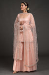 Nude Pink-Gold Zardozi Beads & Sequin Hand Embroidered Dupatta