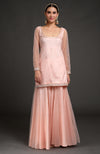 Nude Pink Zardozi Embroidered Tulle Sharara Set