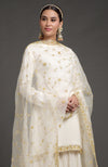 Ivory Zardozi Bead And Sequin Hand Embroidery Gharara Set