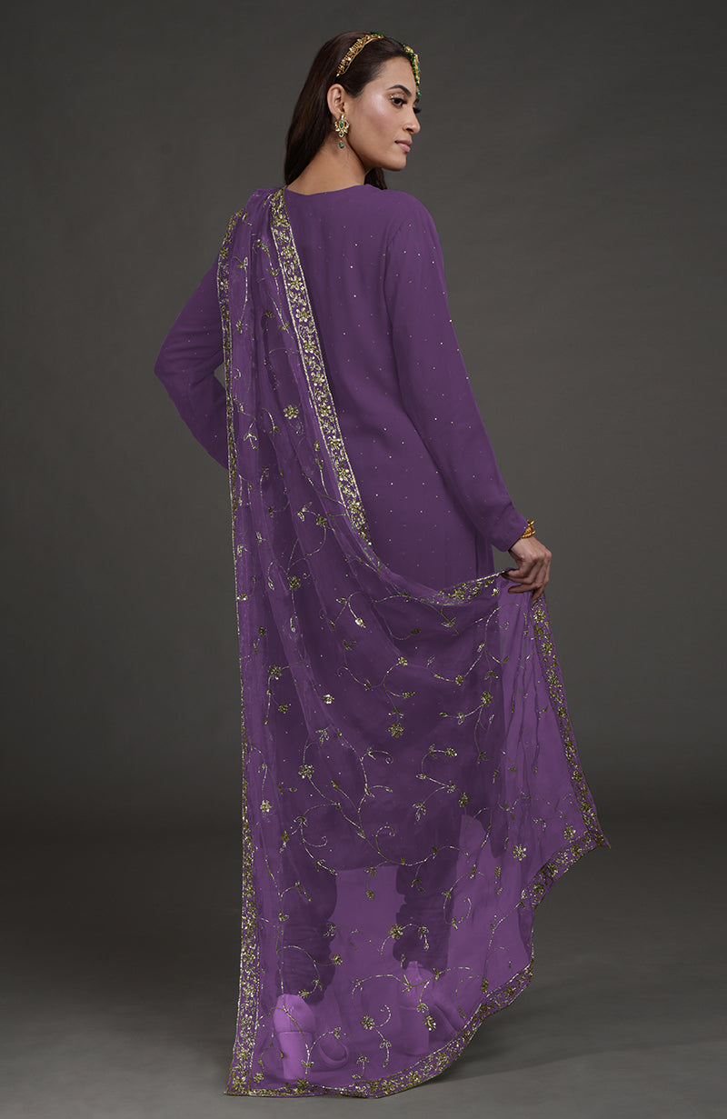 Amethyst Mukaish- Zardozi Embroidered Kurta Set